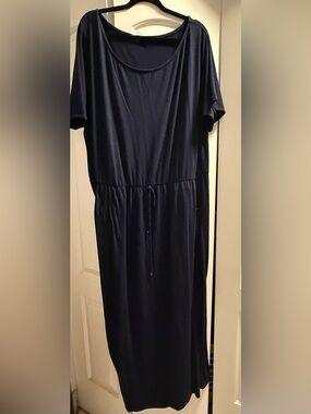 Maurices Navy Maxi Dress with Drawstring Waist